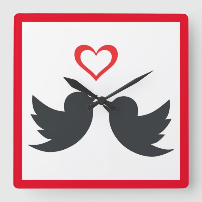 LOVEBIRDS SQUARE WALL CLOCK (Front)