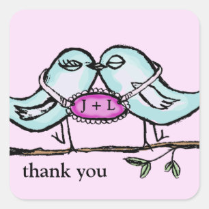 Lovebirds thank you label