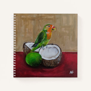Lovebird's Tropical Fiesta Painting by Alfred Fox Notebook