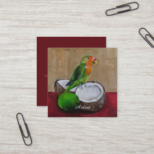 Lovebird's Tropical Fiesta Painting by Alfred Fox Square Business Card