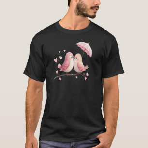 Lovebirds Under a Pink Umbrella T-Shirt