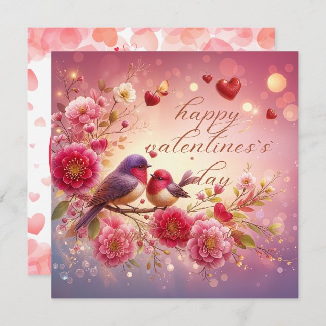 Lovebirds Valentine's Greeting Card (Front/Back)
