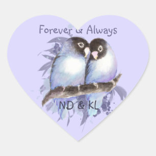 Lovebirds Wedding Engagement Couple  Heart Sticker