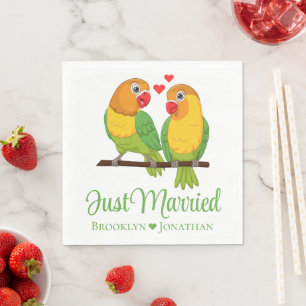 Lovebirds Wedding Love Birds Wedding Just Married Napkin