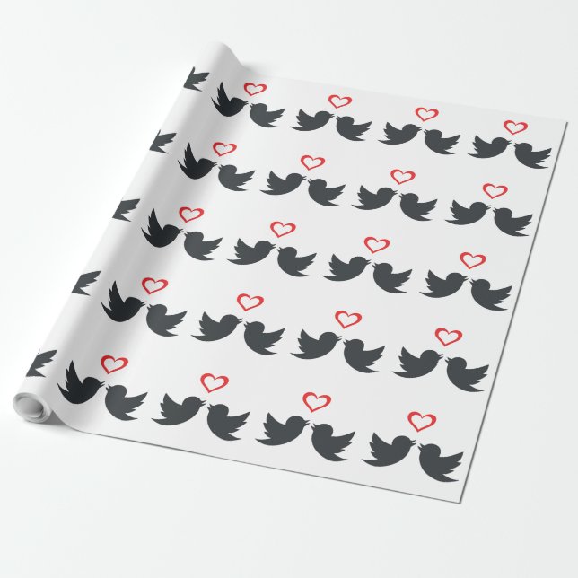 LOVEBIRDS WRAPPING PAPER (Unrolled)