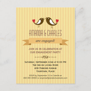 Lovebirds Yellow Engagement Party Invitation