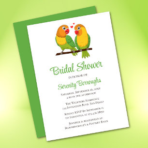 Lovebirds Yellow Green Love Birds Bridal Shower Invitation