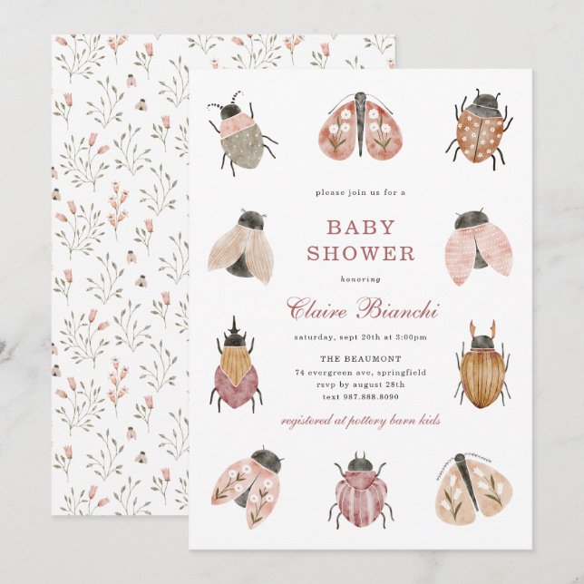 Lovebug Baby Shower Invitation (Front/Back)