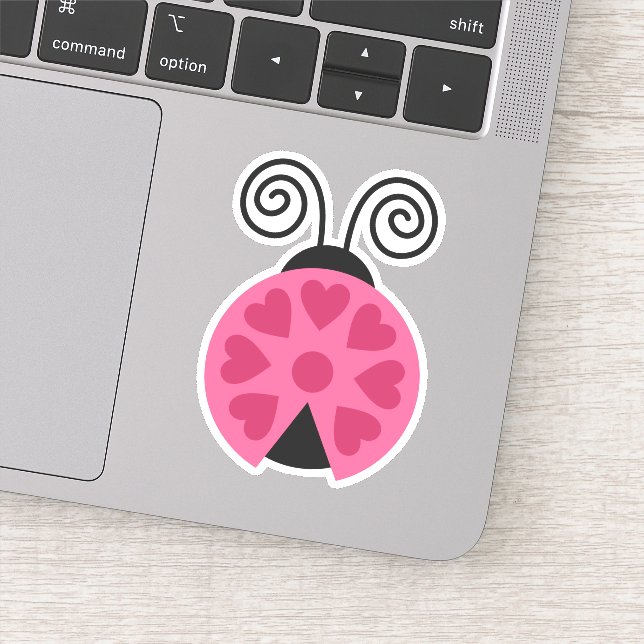 Lovebug Hearts Ladybug  Die Cut Sticker Decal (Detail)