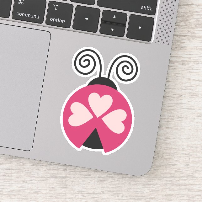 Lovebug Hearts Ladybug  Die Cut Sticker Decal (Detail)
