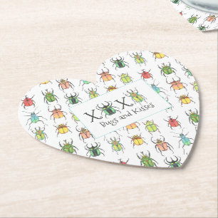 Lovebugs Bugs and Kisses XOXO Valentine's Day Paper Coaster