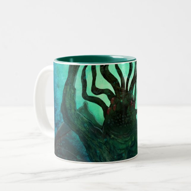 Lovecraft Cthulhu Mythos Wraparound Art Two-Tone Coffee Mug (Front Left)