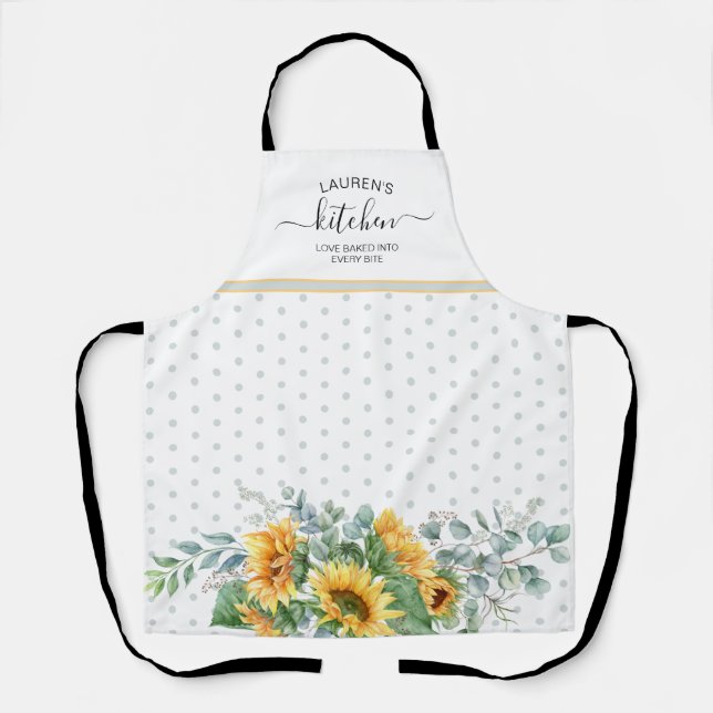 Loved Baked In Watercolor Sunflower Apron (Front)