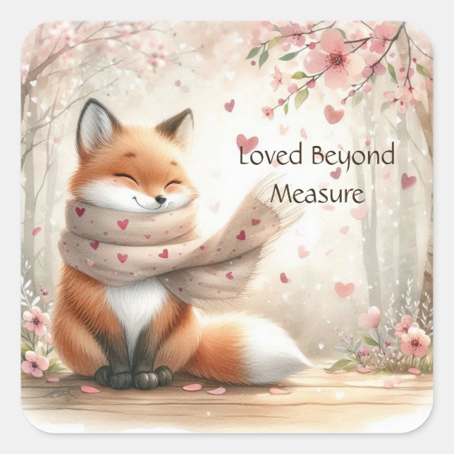 Loved Beyond Measure Whimsical Fox Sticker (Front)