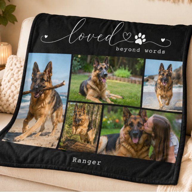 Loved Beyond Words Black Pet Five Photo Fleece Blanket (Creator Uploaded)