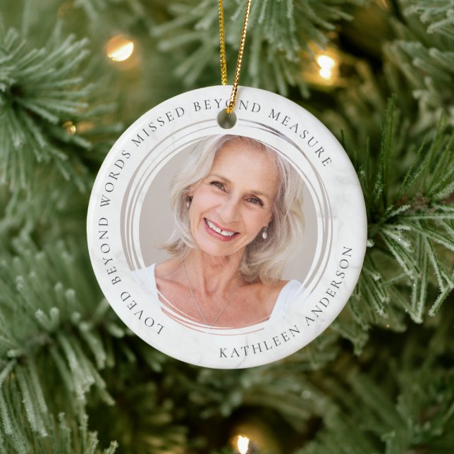Loved Beyond Words Missed Beyond Measure Photo Ceramic Ornament (Tree)