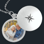 Loved Beyond Words Personalised Photo Locket Necklace<br><div class="desc">Elegant photo locket to keep a lost loved one close. The template is set up for you to add your own photo and you can also edit all of the text if you wish. The wording sits on a semi-transparent border overlay, above your photo. The sample text reads "loved beyond...</div>