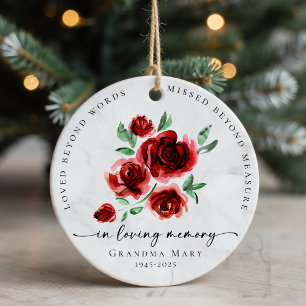 Loved Beyond Words Roses in Loving Memory Ceramic Ornament