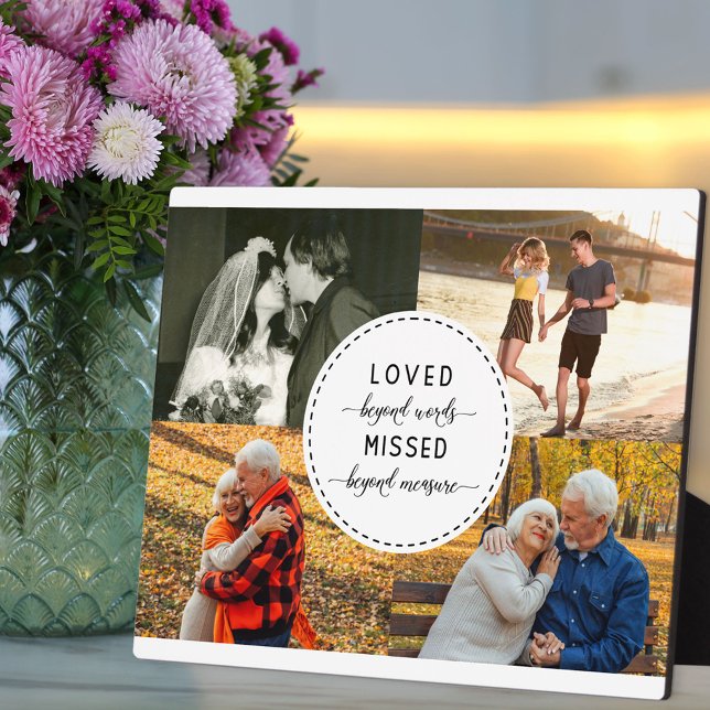 Loved Beyond Words Sand Remembrance White Photo Plaque (Creator Uploaded)