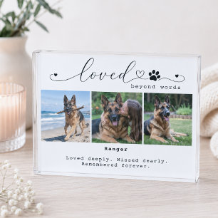 Loved Beyond Words White Pet Memorial Three Photo Block