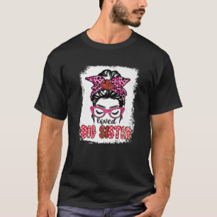 Loved Big Sister Messy Bun Leopard Hair Women Vale T-Shirt