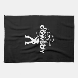 loved by a cowboy tea towel