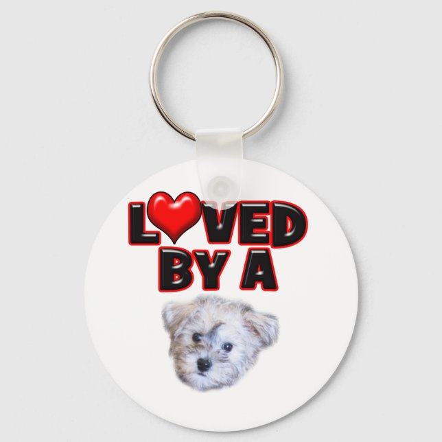 Loved by a Schnoodle Key Ring (Front)