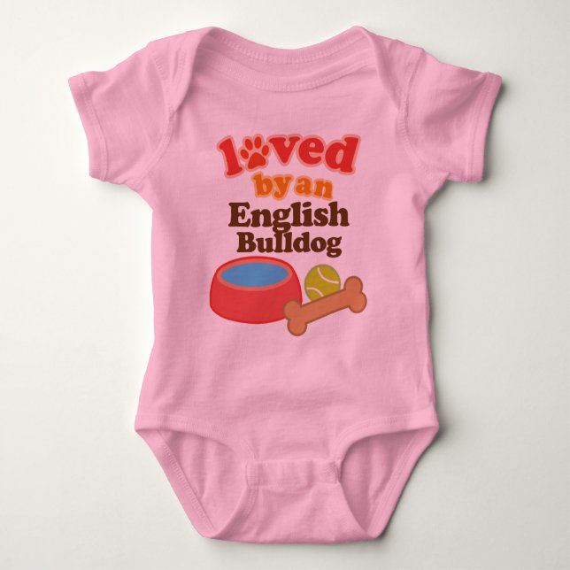 Loved By An English bulldog (Dog Breed) Baby Bodysuit (Front)