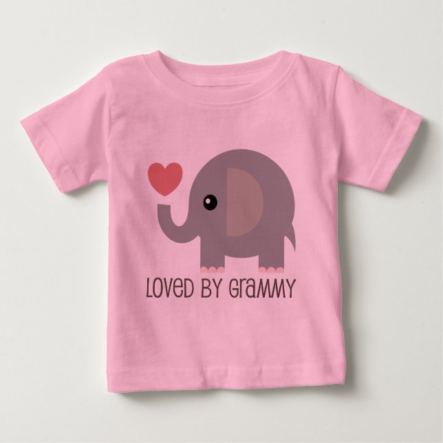 Loved By Grammy Heart Elephant Baby T-Shirt (Front)