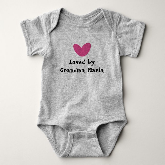 Loved by Grandma Pink Heart Baby Bodysuit (Front)