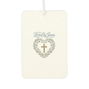 Loved by Jesus Floral Cross Christian T-Shirt Desi Car Air Freshener