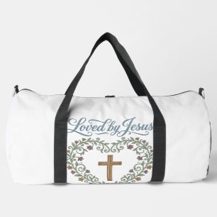 Loved by Jesus Floral Cross Christian T-Shirt Desi Duffle Bag