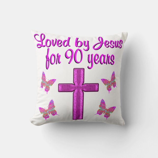LOVED BY JESUS FOR 90 YEARS CUSHION (Front)