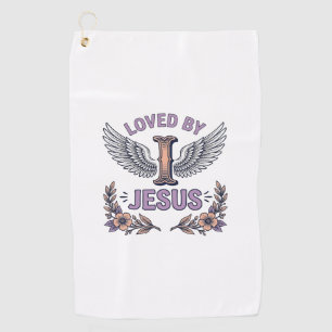 Loved By Jesus Vintage Christian Floral T-Shirt De Golf Towel