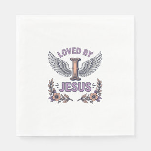 Loved By Jesus Vintage Christian Floral T-Shirt De Napkin