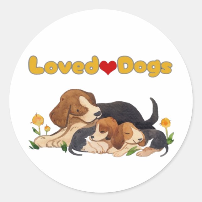 loved dogs classic round sticker (Front)