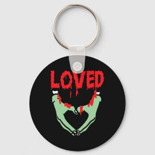 Loved Gothic Humour Valentine Halloween Bloody Hea Key Ring