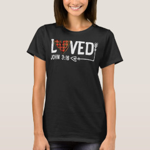 Loved John 316 Red Plaid Heart Christian Valentine T-Shirt