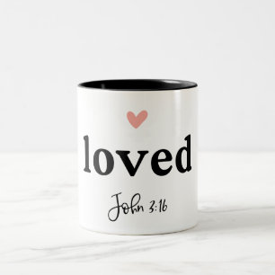 Loved John 3:16 Bible Verse Two-Tone Coffee Mug