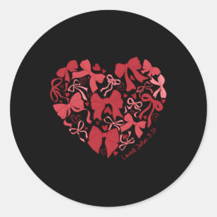 Loved John 3 16 Bow Valentine Christian Bible Vers Classic Round Sticker