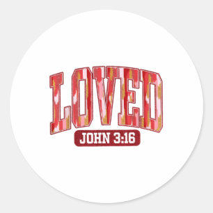 Loved John 3 16 Christian Loves Valentines Day _1 Classic Round Sticker