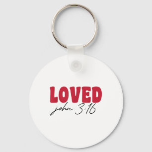 Loved John 3_16 Retro Style Valentines Day Key Ring