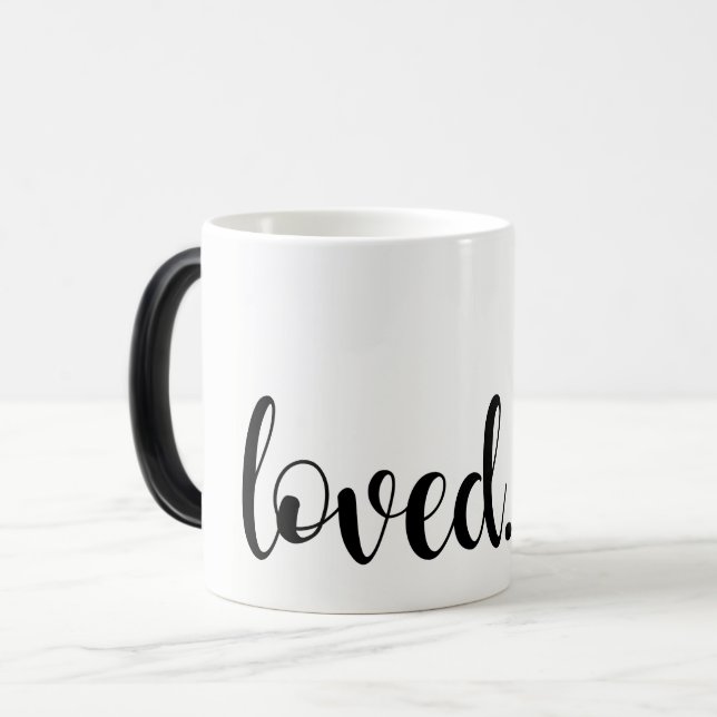 Loved. Modern Trendy Script Typography Type Magic Mug (Front Left)