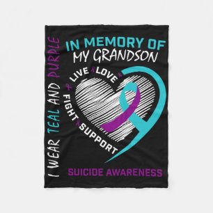 Loved One In Memory Of Grandson Suicide Awareness Fleece Blanket