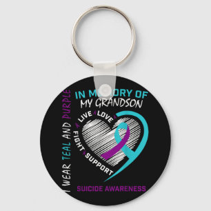 Loved One In Memory Of Grandson Suicide Awareness Key Ring