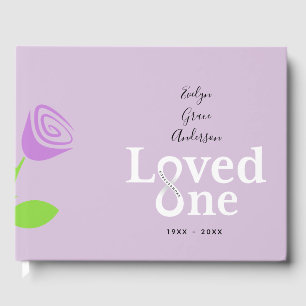 Loved One Lavender Rose Memorial Service Guest Book