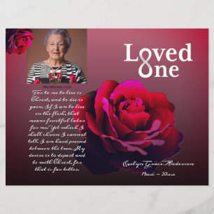 Loved One Red Rose Memorial Service Program Flyer