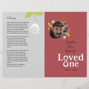 Loved One White Rose Bud Memorial Service Program Flyer