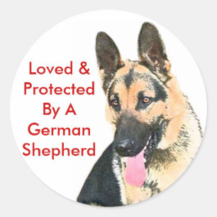Loved & Protected By A German Shepherd Classic Round Sticker