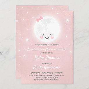 Loved To The Moon And Back Baby Shower Invitation